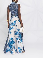 Thumbnail for your product : Alberta Ferretti Floral-Print Lace-Trimmed Silk Maxi Dress