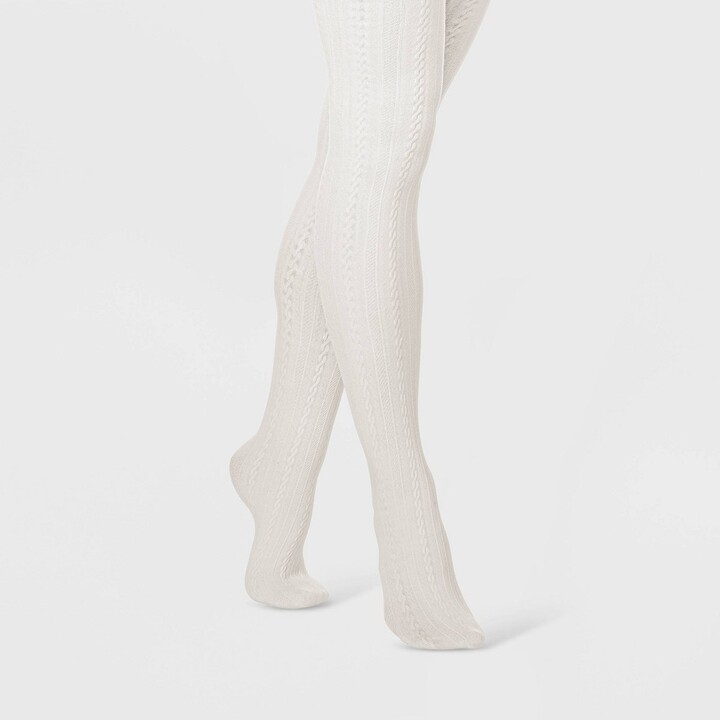 A New Day Women's Cable Fleece Lined Tights Ivory S/M - ShopStyle Hosiery