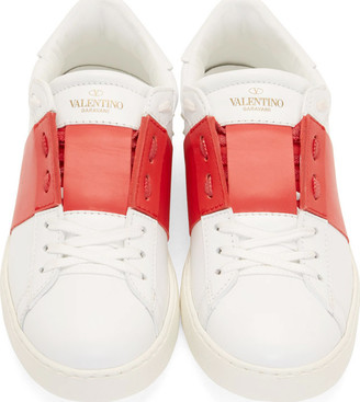 Valentino White & Red Leather Sneakers