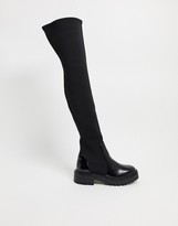Thumbnail for your product : ASOS DESIGN Keeley chunky flat over the knee boots in black