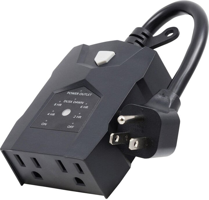 Ultra Pro Photocell Timer, Dusk to Dawn, 2-Grounded Outlet, 2/4/6/8hr, On/Off Button, Outdoor, Black 36-Pieces tray