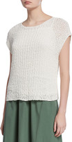 Thumbnail for your product : Eileen Fisher Bateau-Neck Tape Cap-Sleeve Sweater