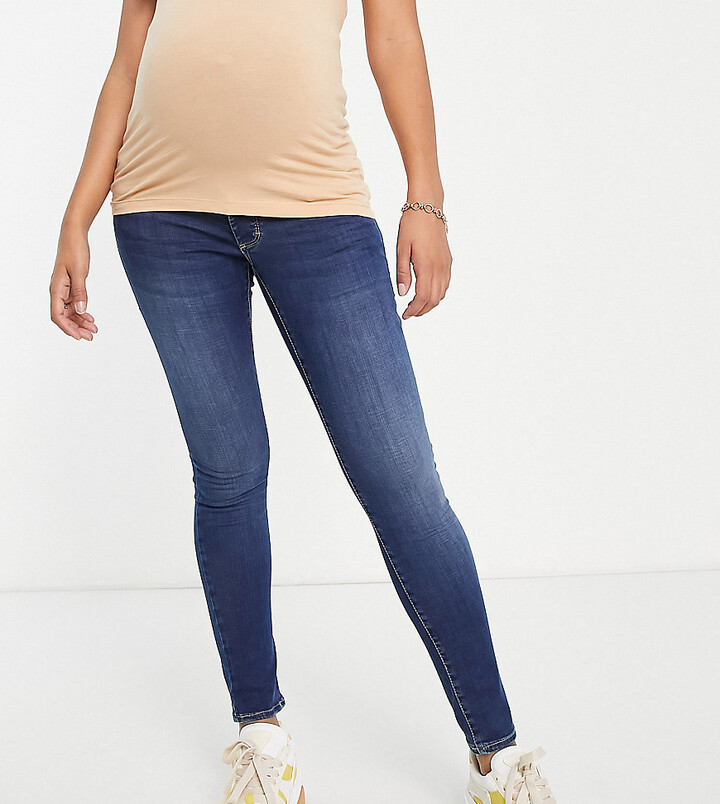 Topshop Maternity under bump Jamie jeans in mid blue