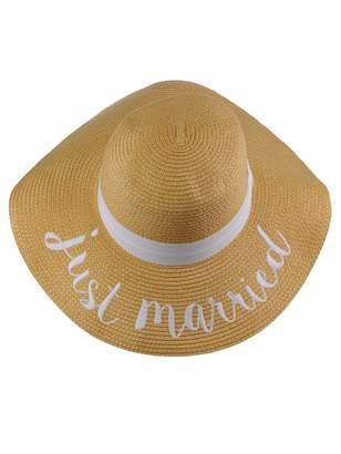 C.C Women's Paper Weaved Crushable Beach Embroidered Quote Floppy Brim Sun Hat