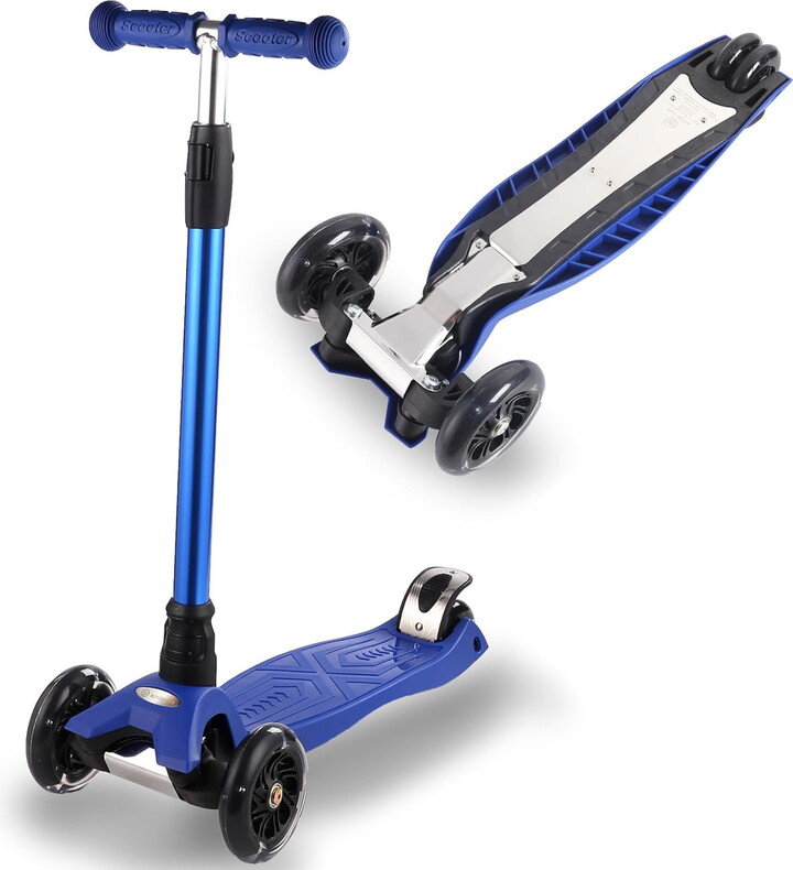 3 Wheel Scooter for Kids Ages 6-12,Kids Scooter with Light Up Wheels, Sturdy Deck Design, and 4 Height Adjustable Suitable for Kids Ages 3-12