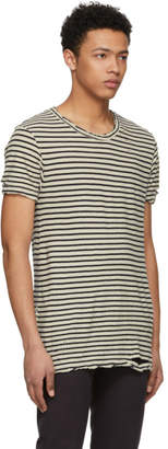 Ksubi Black and Off-White Striped Sinister T-Shirt