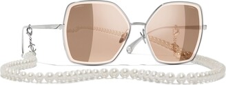Chanel - Gold Metal Pilot Sunglasses