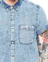 Thumbnail for your product : ASOS Denim Shirt In Short Sleeve With Acid Wash