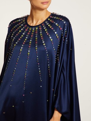 Carolina Herrera Crystal-embellished Silk-satin Gown - Navy Multi