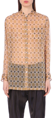 Dries Van Noten Calybe Pixelated-Print Silk-Chiffon Shirt - for Women