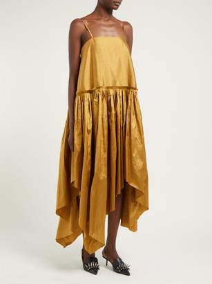 Marques Almeida Asymmetric-hem Silk-taffeta Dress - Womens - Gold