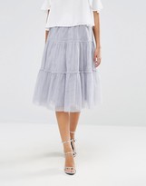 Thumbnail for your product : boohoo Tiered Tulle Midi Skirt