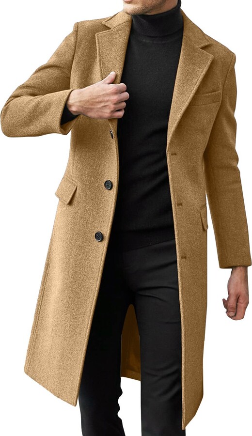 MODSGUE Men's Plus Size Winter Coat Lapel Collar Long Sleeve Padded ...