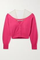 Thumbnail for your product : Alexander Wang Cropped Mesh-trimmed Wool-blend Cardigan