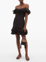 Thumbnail for your product : Zimmermann Super Eight Ruffled Pintucked Mini Dress - Black