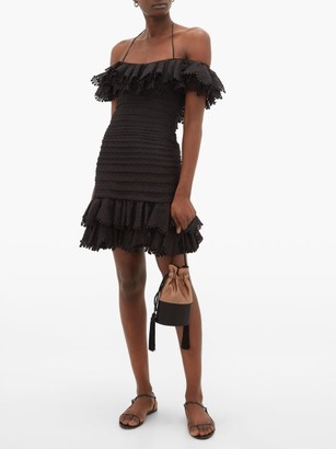 Zimmermann Super Eight Ruffled Pintucked Mini Dress - Black
