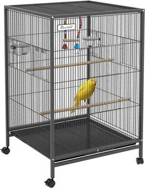 Versatile Metal Bird Cage with Multiple Features for Small Birds