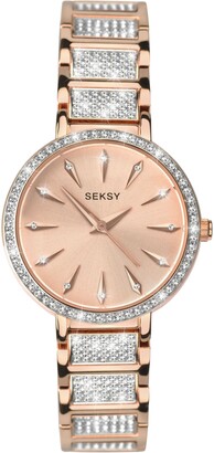 Sekonda 2372.37 Women's Seksy Austrian Crystal Bracelet Strap Watch, Rose Gold