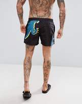 Thumbnail for your product : Paul Smith Dino Print Swim Trunks In Black
