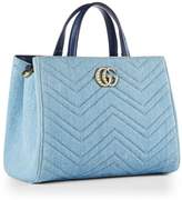 Thumbnail for your product : Gucci Blue Denim Pearl Marmont Satchel