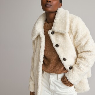 La Redoute Collections Faux Fur Buttoned Jacket - ShopStyle
