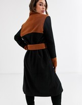 Thumbnail for your product : UNIQUE21 contrast belted wool coat