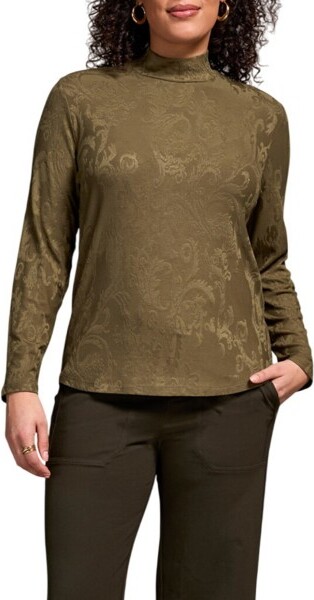 Women's Tribal Jacquard Knit Long Sleeve Blouse Small Ivy