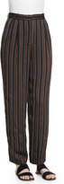 Thumbnail for your product : The Row Sala Pleated-Front Striped Pants, Cigar/Black Stripe