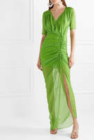 Thumbnail for your product : Eywasouls Malibu Elke Ruched Polka-dot Chiffon Maxi Dress - Bright green