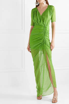 Eywasouls Malibu Elke Ruched Polka-dot Chiffon Maxi Dress - Bright green