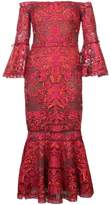 Thumbnail for your product : Marchesa Notte embroidered lace off the shoulder dress
