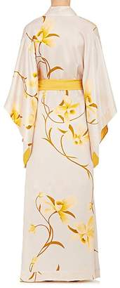 Carine Gilson Women's Orchid-Print Silk Kimono Robe