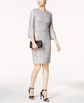Jessica Howard Ruched Metallic Lace Dress
