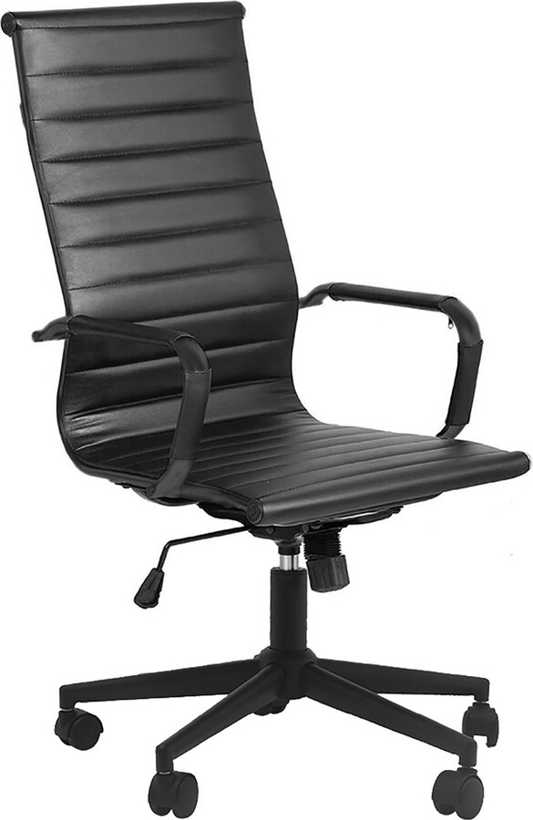 2xhome Designer High Back Leather Office Chair Ribbed PU Conference