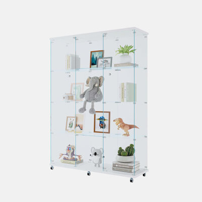 Latitude Run Glass Display Cabinet With 4 Shelves Extra Large，Curio Cabinets for Living Room Bedroom Office
