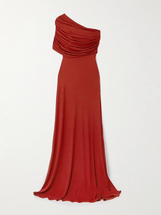 Giambattista Valli One-shoulder Draped Jersey Gown - Red