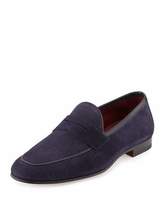Thumbnail for your product : Magnanni Faux-Lizard Suede Penny Loafer, Navy