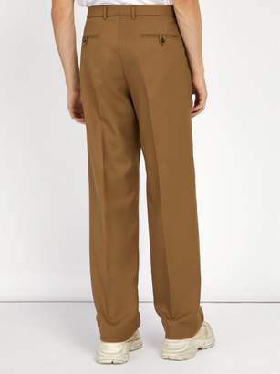 Gucci Mid Rise Pleated Twill Trousers - Mens - Brown
