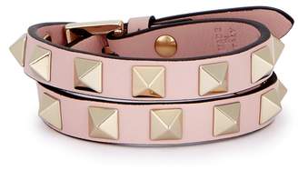Valentino Garavani Rockstud Pink Leather Wrap Bracelet