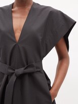 Thumbnail for your product : Petar Petrov Akira Belted Cotton-blend Poplin Dress - Black