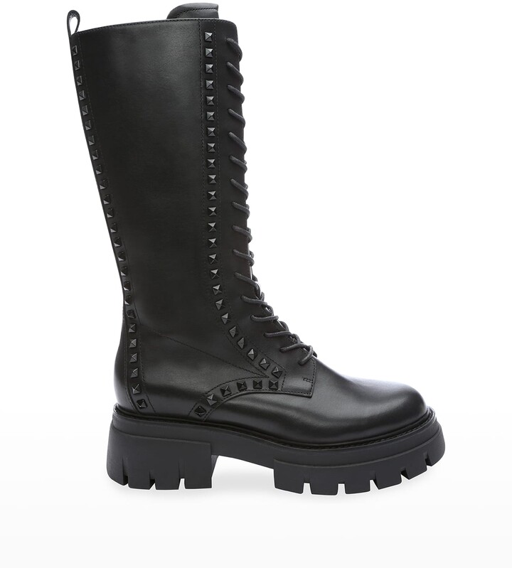 black combat boots with studs
