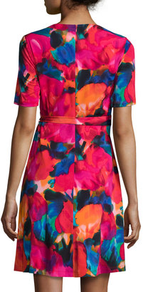 Ellen Tracy Floral-Print Wrap Dress, Red/Multi