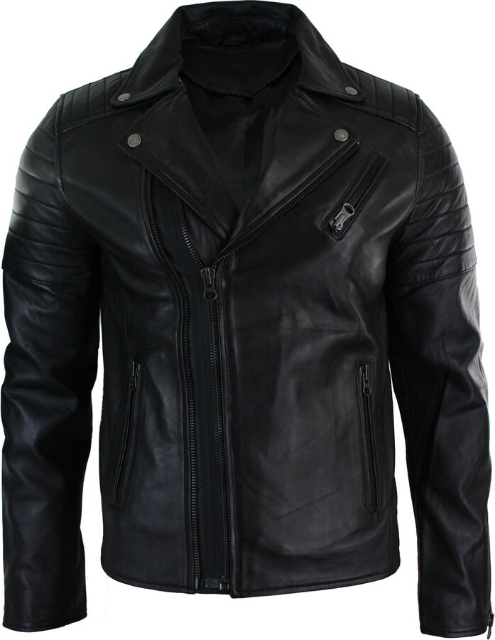 Veste De Motard Noire En Cuir Véritable Pour Fille, Fermeture éclair Croisée