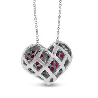 Effy 14k White Gold 2.58 Ct. Ruby & Diamond Heart Pendant & Earrings Set