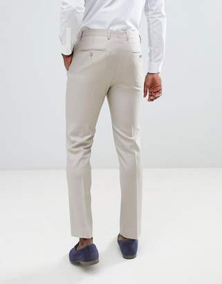 ASOS Design DESIGN Wedding Slim Suit Pants In Stone 100% Wool