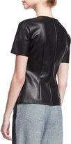 Thumbnail for your product : Cédric Charlier Short-Sleeve Faux-Leather Tee, Black