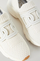 Thumbnail for your product : Tod's Sportivo Run Leather-trimmed Knitted Slip-on Sneakers - Ivory