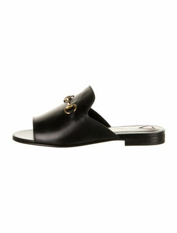 Gucci Horsebit Accent Leather Slides Black - ShopStyle Sandals