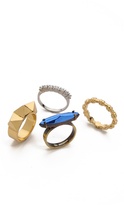 Thumbnail for your product : Iosselliani Studded Navette Ring Set