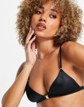 ASOS DESIGN Avia multi strapping back soft triangle bra with ring detail in  black - ShopStyle